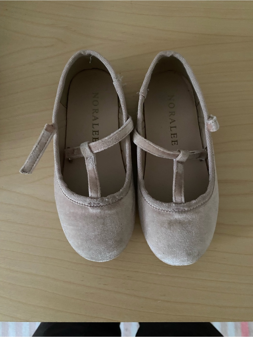 Noralee Girls' T-Strap Velvet Dress Flats in Light Pink